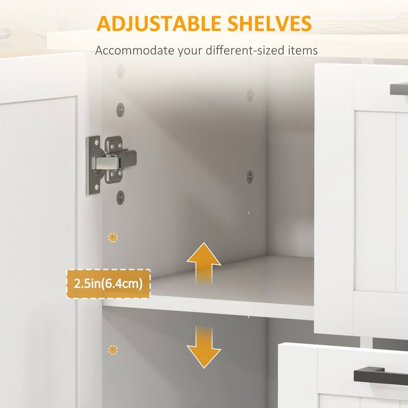 Kitchen Island with Drop Leaf Countertop, Kitchen Cart with Adjustable Shelves, Kitchen Cabinet with Spice Rack