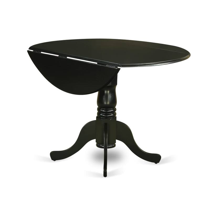 East West Furniture Dining Table Set Includes a Round Kitchen Table and Upholstered Chairs, Black (Pieces Options)