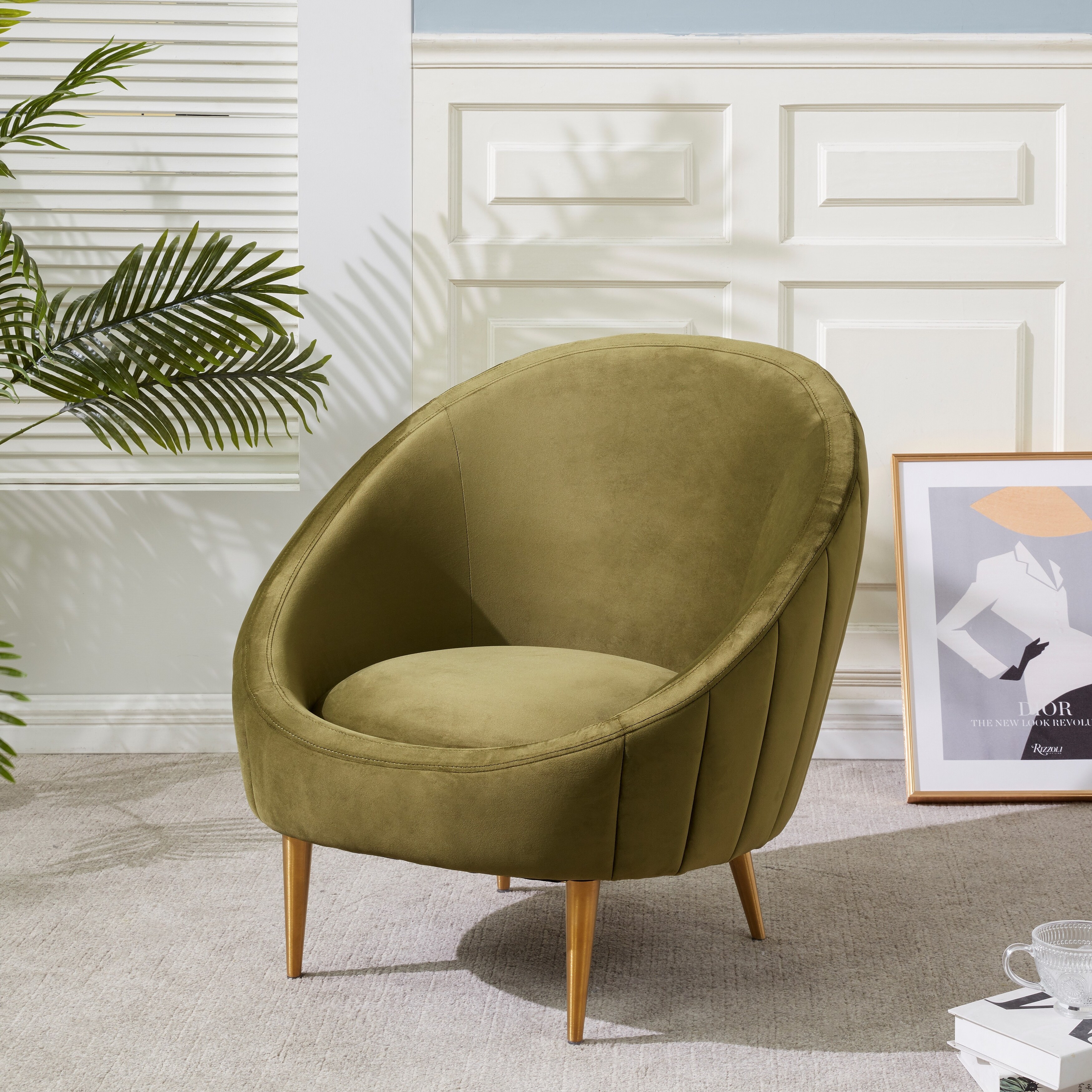 SAFAVIEH Couture Razia Channel Tufted Tub Chair. 32 IN W x 30 IN D x 32 IN H
