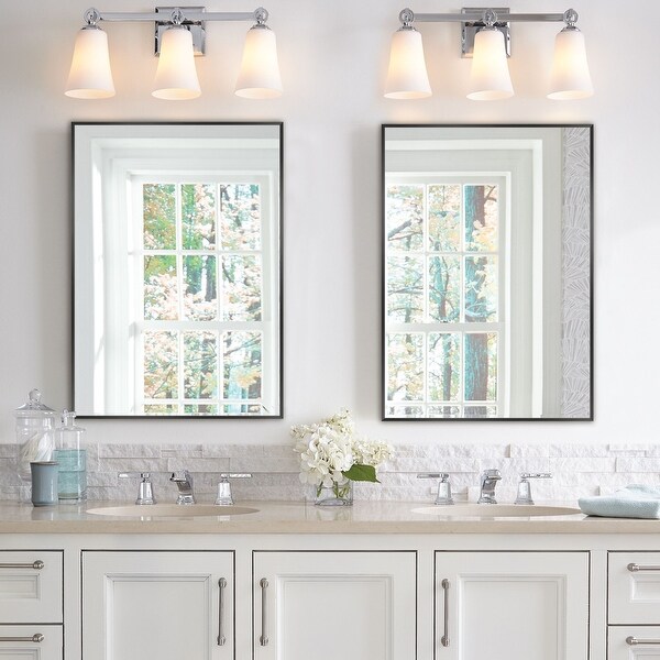 Modern Thin Frame Wall mounted Vanity Mirror Set Of 2 39 30 On Sale Bed Bath Beyond 40277625