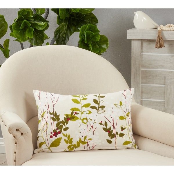 slide 2 of 6, Botanical Pillow With Holiday Design 13"x20" - Feather Down