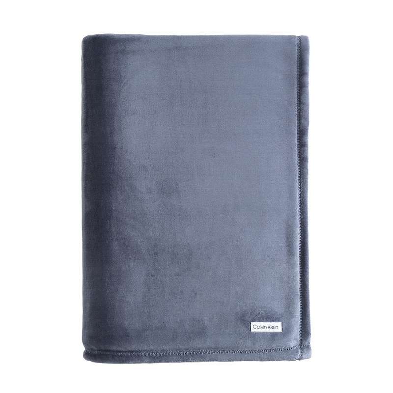 Calvin Klein Plush Solid Reversible Blanket