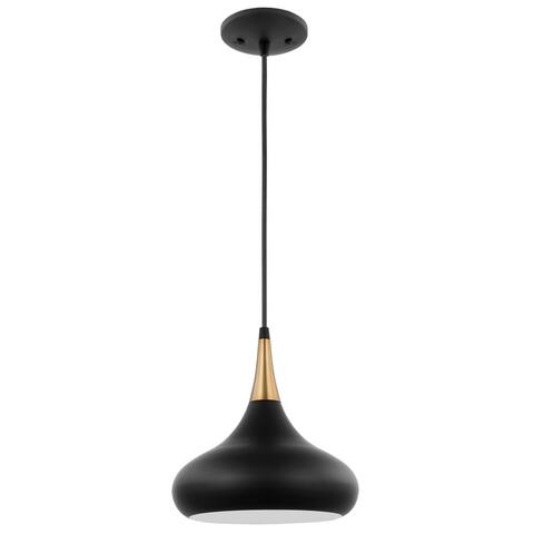 Phoenix 1 Light Small Pendant Matte Black with Burnished Brass