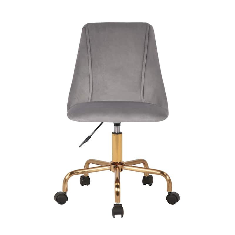 Porthos Home Caia Armless Office Chair, Velvet, Gold Metal Legs