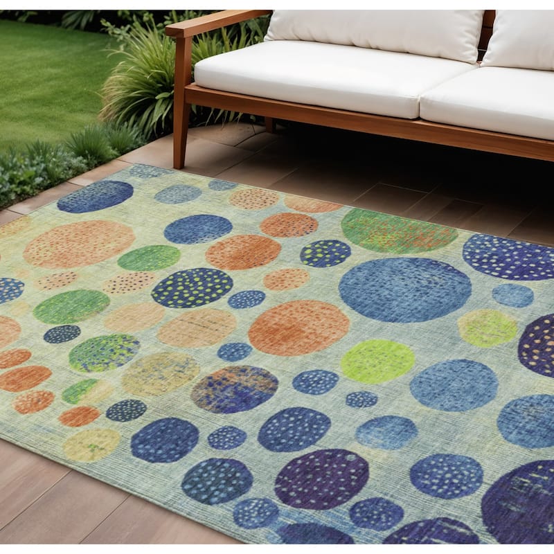 HomeRoots Geometric Transitional Rectangle Outdoor Rug - 9' X 12'