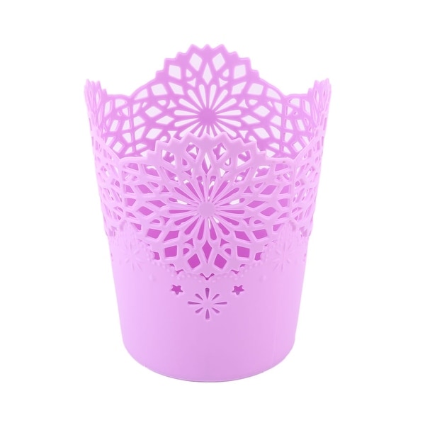 Household Plastic Hollow Out Trinket Pen Desktop Storage Basket Organizer Purple