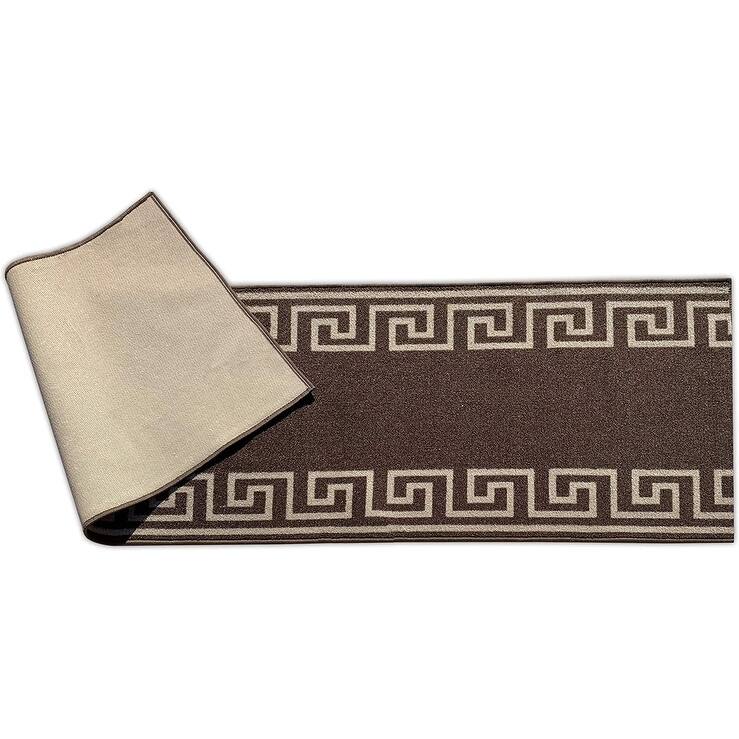 Custom Size Greek Design 31 Inch Wide Non-Slip Stair Runner Rug