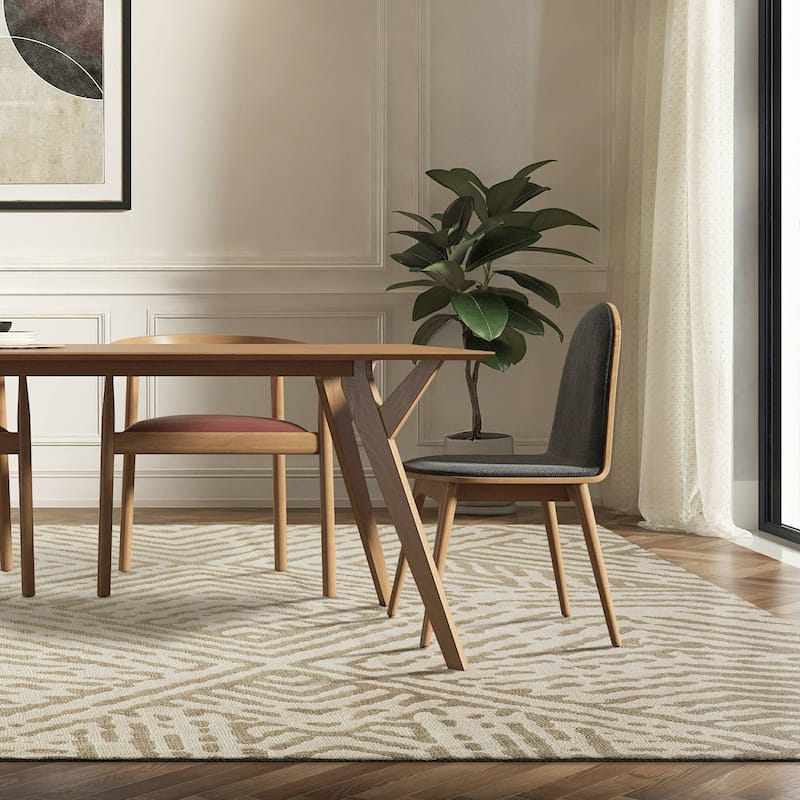 Glitzhome Modern Geometric Abstract Pattern High-Low Shag Area Rugs