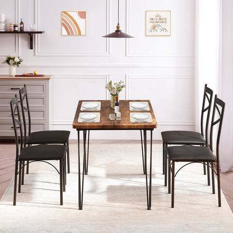 5-Piece Dining Set for Home Kitchen Breakfast Nook Dining Table and Dining Chair Set of 4