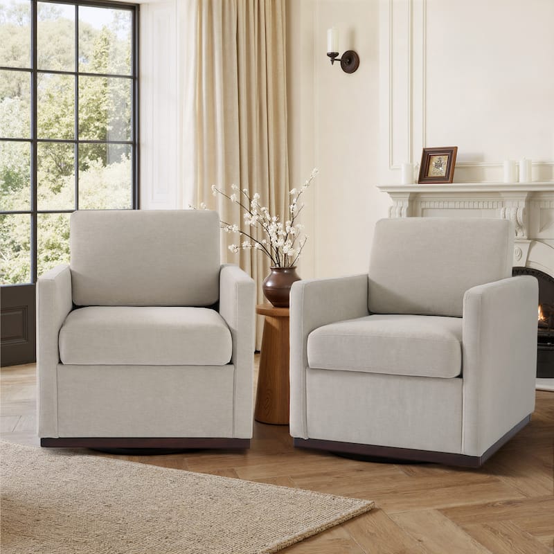 Set of 2 Modern Swivel Accent Armchairs Upholstered Arm Chairs