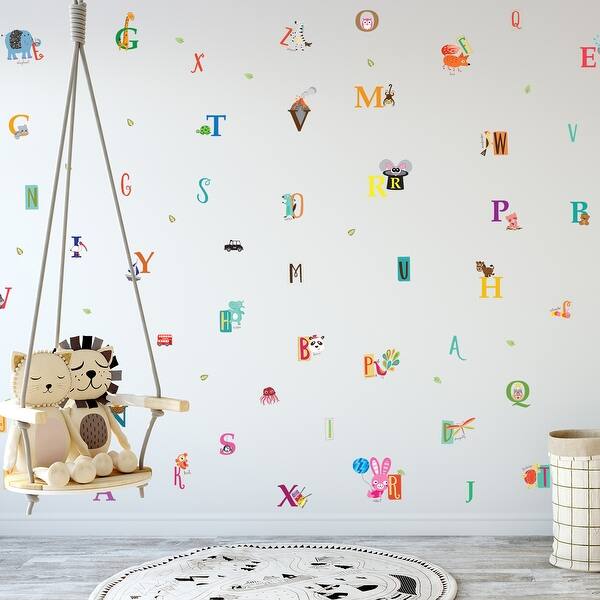 slide 2 of 6, Walplus Mini Happy Alphabet Children Wall Sticker Decal Nursery Decor