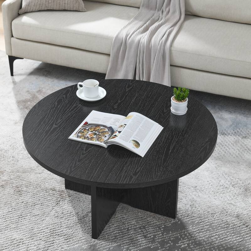 Minimalist Solid Wood Coffee Table, Modern Design with Waterproof Surface, 330 lbs Capacity