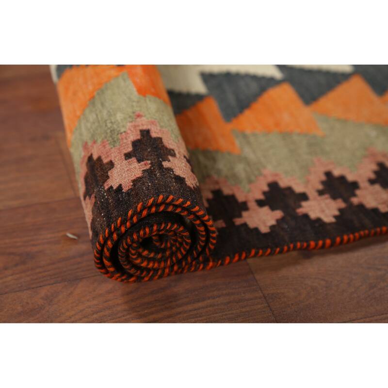 Kilim Qashqai Persian Vintage Rug Hand-Woven Tribal Wool Carpet - 3'10"x 6'8"