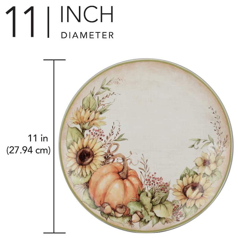 Certified International Autumn Breeze 11" Dinner Plates, Set of 4 - 11" Diam x 1"
