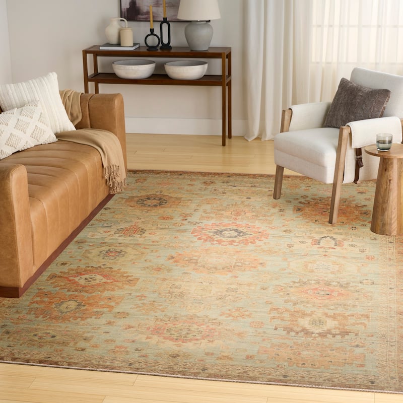 Nourison Vintage Washables Indoor only Green Persian Area Rug