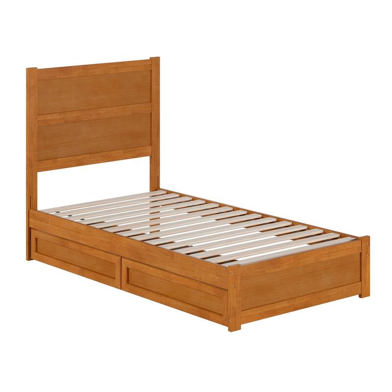 Aveline Wood Platform Bed with Matching Footboard & Storage Drawers