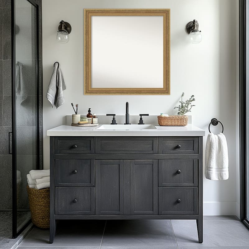 Elliot Gold Non-Beveled Framed Bathroom Vanity Wall Mirror - Elliot Gold