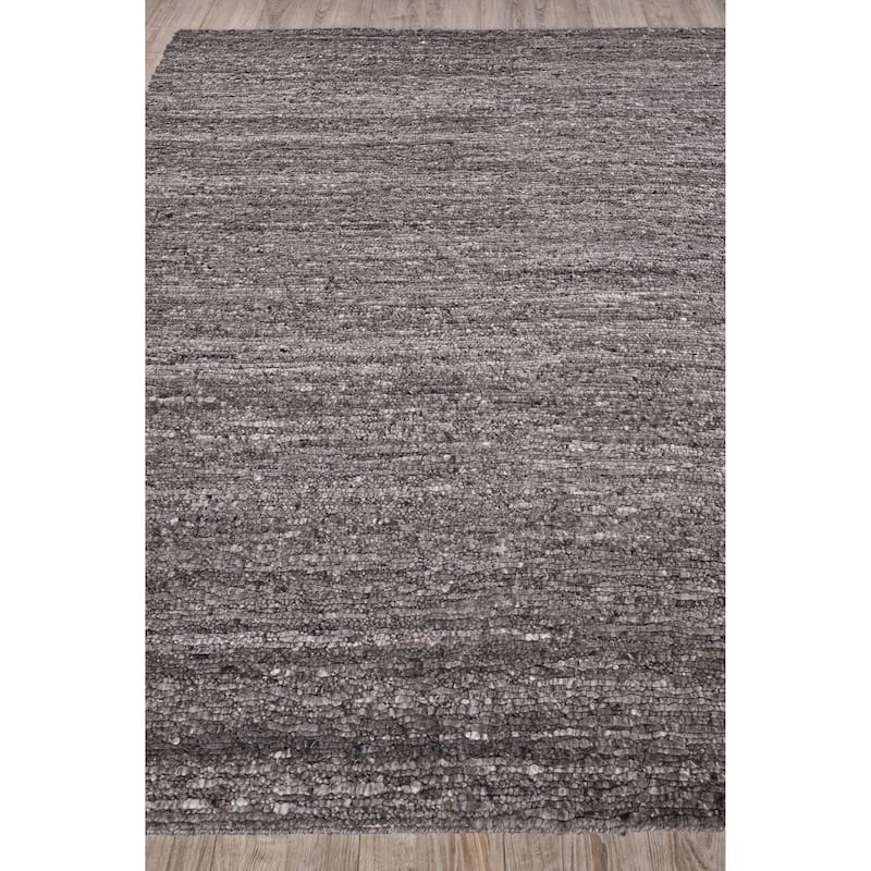 EXQUISITE RUGS Borelli Hand-loomed New Zealand Wool Dark Grey Area Rug.