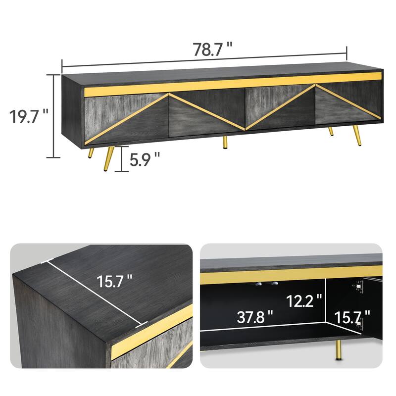 Moasis 78.7-inch Mid-Century TV Stand with 2 Cabinet