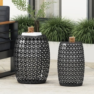 Colcord Outdoor Outdoor Metal Side Tables (Set of 2) by Christopher Knight Home