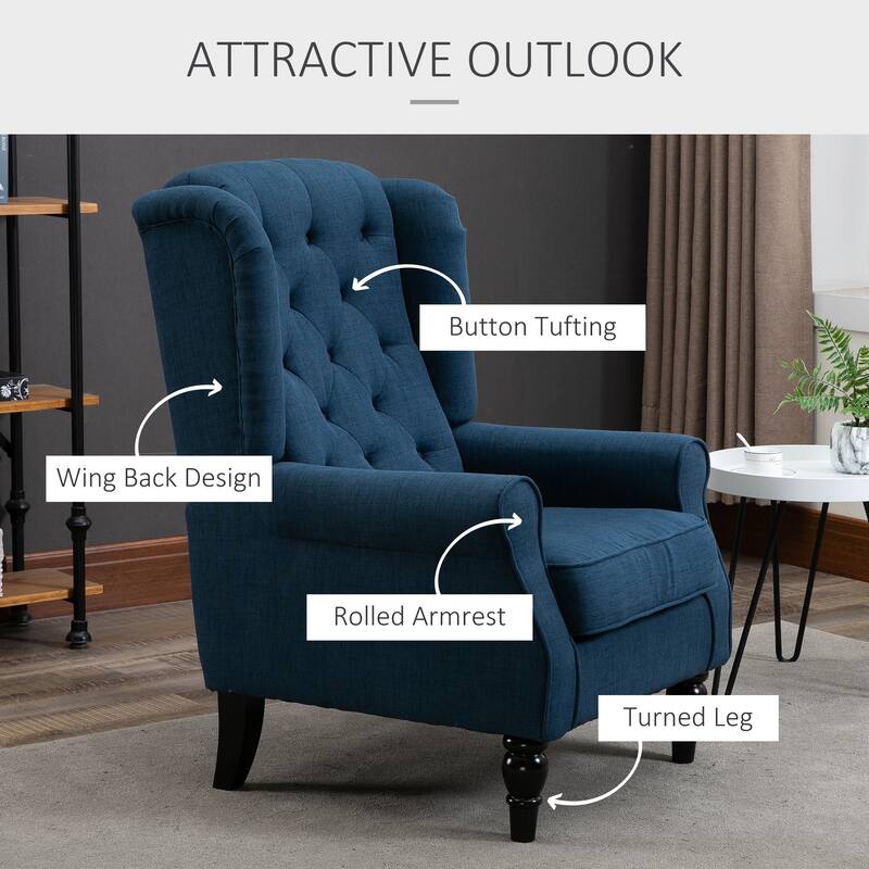 Rolled Armrests Lounge Chair Corner Chair Side Chair, Characteristic Fabric Wingback Comfortable Seating Sofa Chair