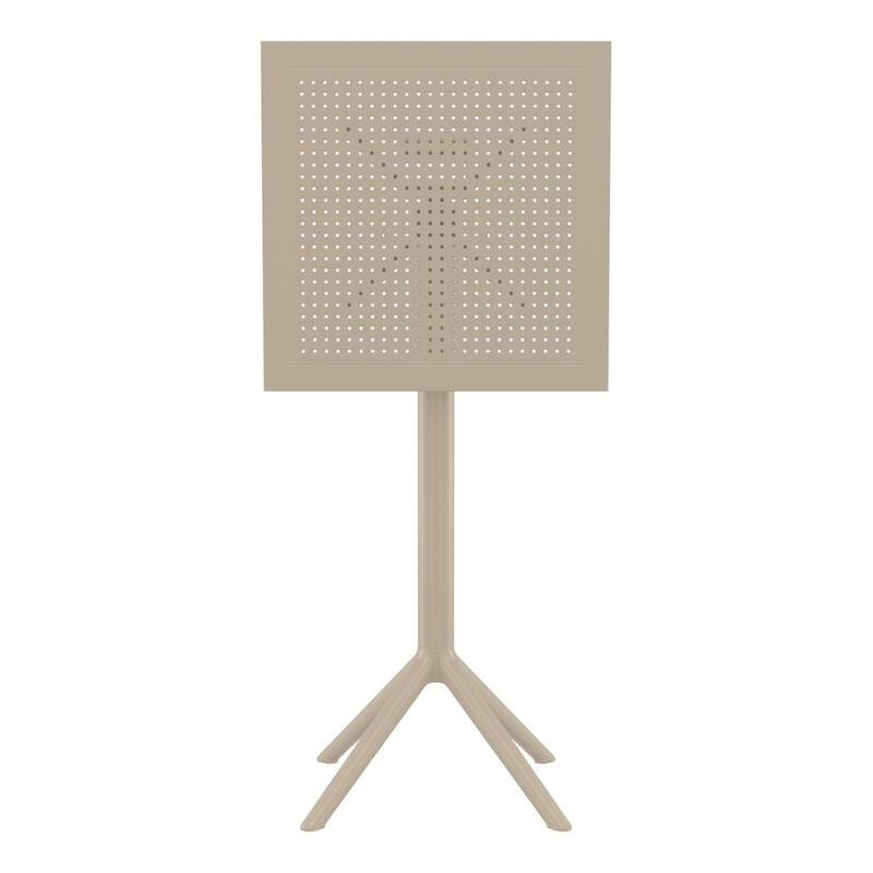 42.5" Taupe Brown Folding Square Outdoor Patio Bar Table