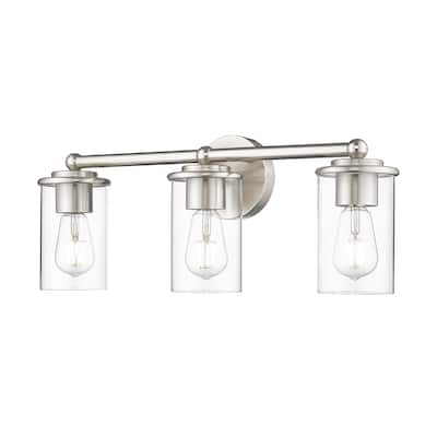 Thayer by Z-Lite 3 Light Vanity in Brushed Nickel with Clear Glass Shade - Brushed Nickel