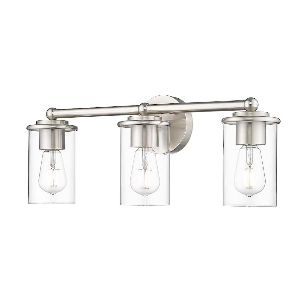 Thayer by Z-Lite 3 Light Vanity in Brushed Nickel with Clear Glass Shade - Brushed Nickel