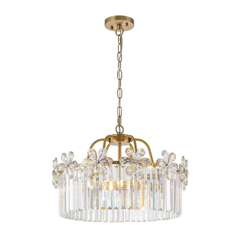 Ornate Glam 6-Light Crystal Flowers Drum Pendant - 19.7 in