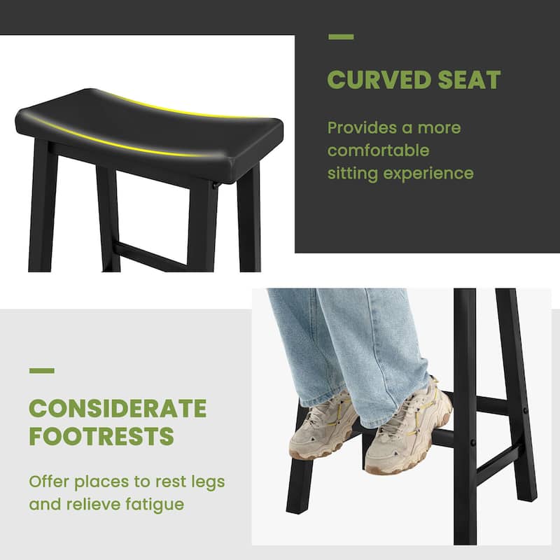 Gymax Set of 4 Saddle Bar Stools Counter Height Dining Chairs w/
