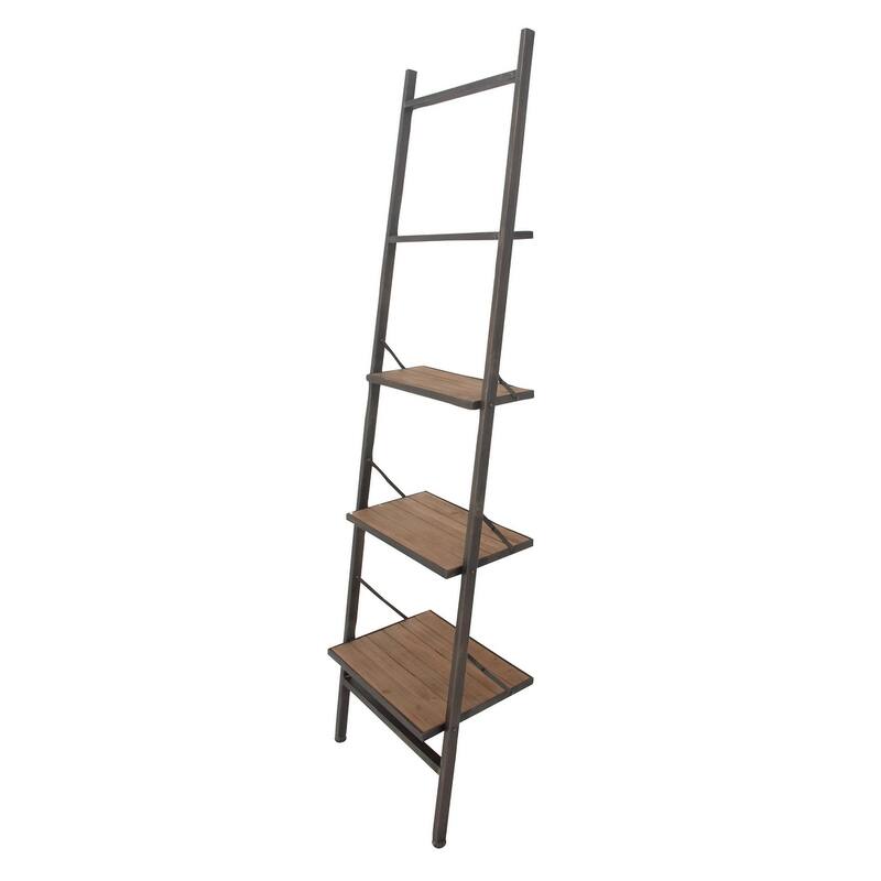Wood 4 Shelf Shelving Unit - Brown - Roche River Decor - 14"W x 20"L x 77"H