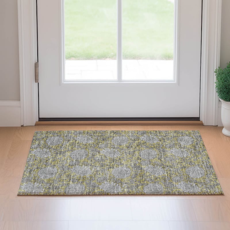 Premium Washable Super Soft Floral Mayfield Rug - Gold - 1' 8" x 2' 6" - Rectangle