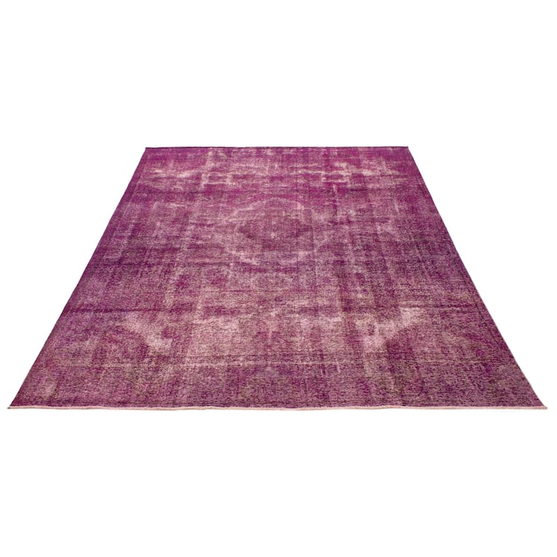 ECARPETGALLERY Hand-knotted Color Transition Dark Magenta Wool Rug - 9'7 x 12'10