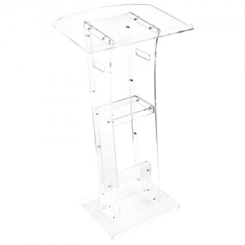 43-Inch Acrylic Podium Stand with Reading Surface and Shelf