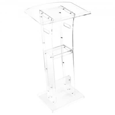43-Inch Acrylic Podium Stand with Reading Surface and Shelf