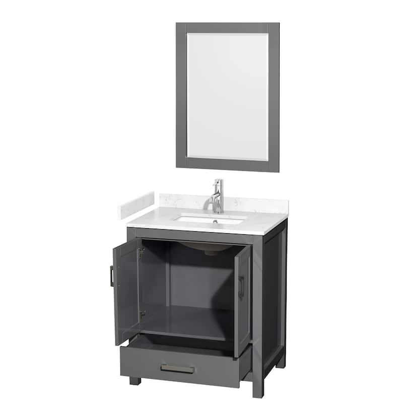 Sheffield Single Bathroom Vanity Set, Cultured Top, 24-Inch Mirror