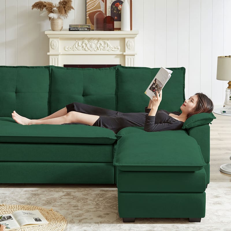 L-Shaped Sectional Sofa with Cloud-Like Seats - 82.28 Inches - Perfect for Living Room