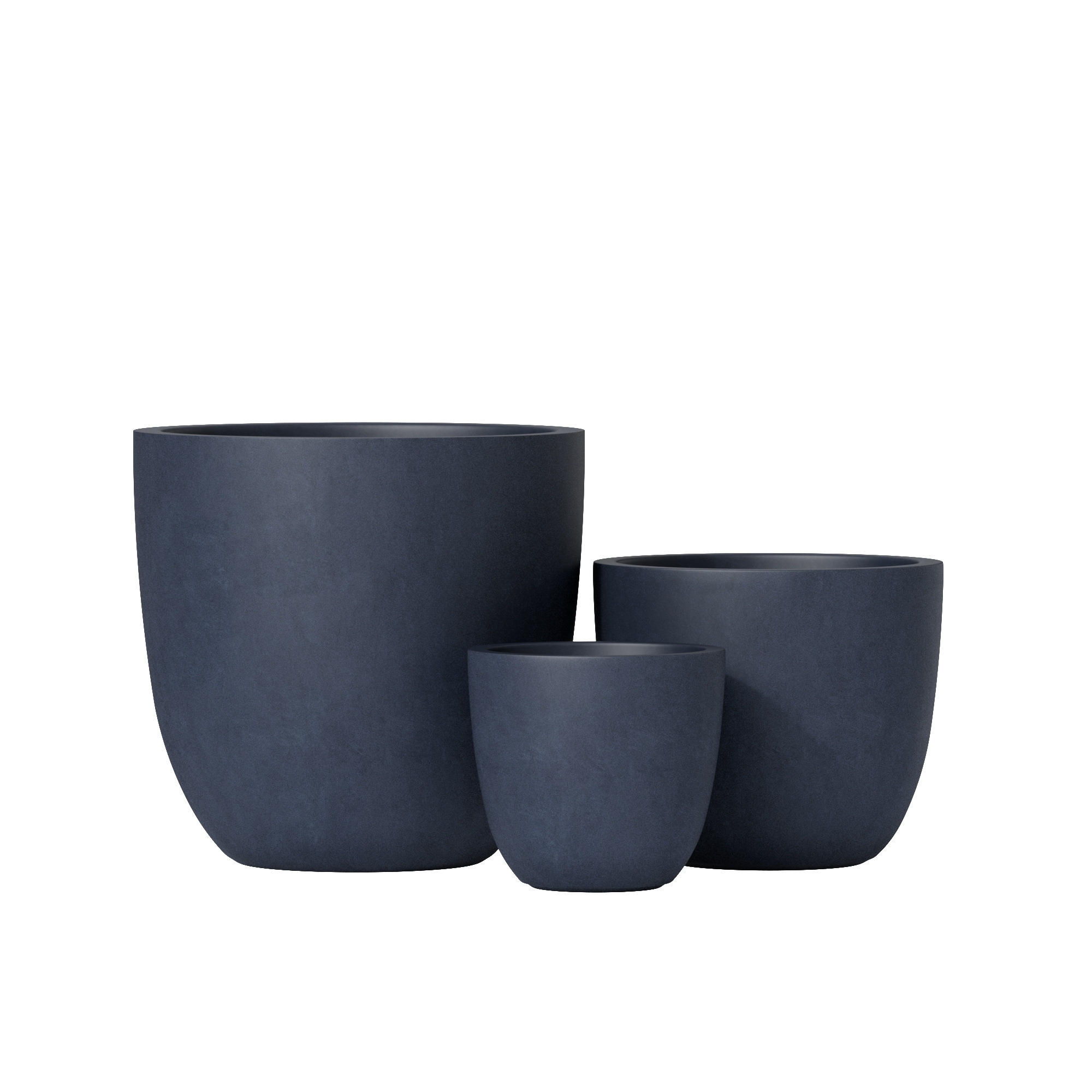 3-Piece Modern Seamless Round Lightweight Concrete Planter Set