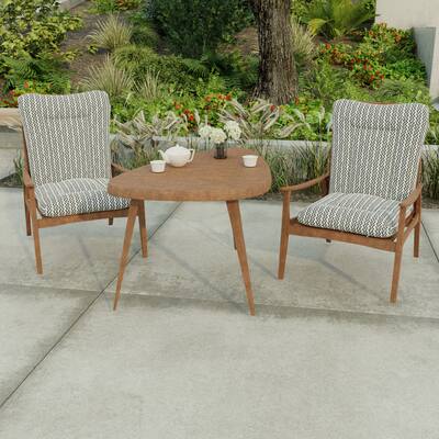 21" x 38" Black Chevron Outdoor Chair Cushion with Ties and Loop - 38'' L x 21'' W x 3.5'' H