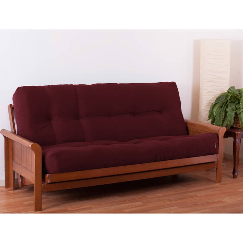 9-inch Thick Twill Futon Mattress (Twin, Full, or Queen) - Burgundy - Queen