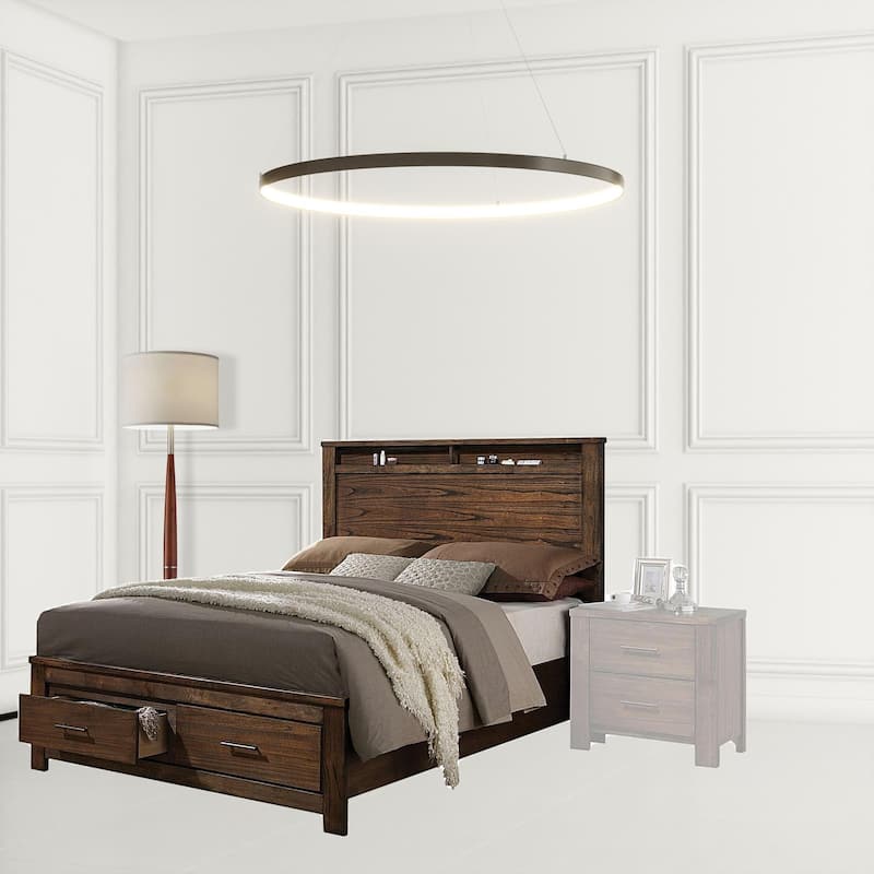 Brown And Black Upholstered Bed - Queen