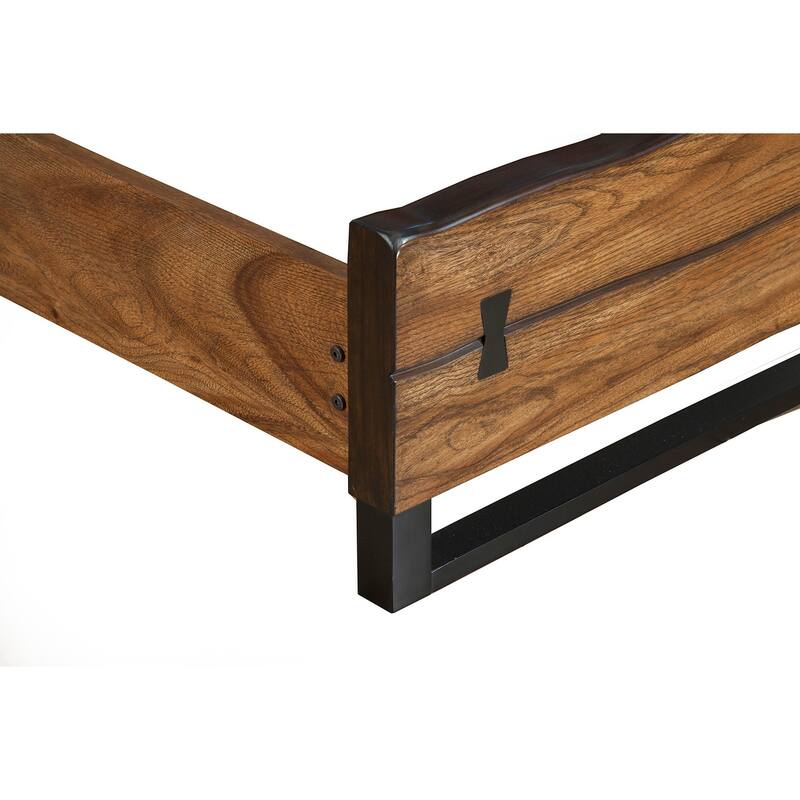 Alpine Furniture Live Edge Panel Bed, Tobacco