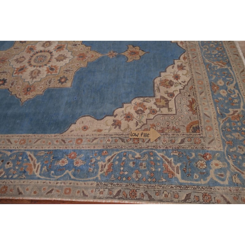 Blue Tabriz Vintage Persian Area Rug Handmade Oriental Wool Carpet - 8'3" x 10'11"