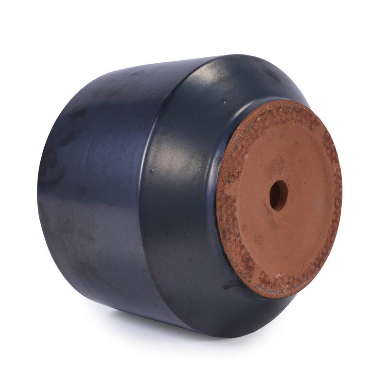 Handmade Glazed Ceramic Planter Set of 3, 15/11/9 Inch Diameter, Textured Finish for Orchids & Begonias, Indoor/Outdoor Use