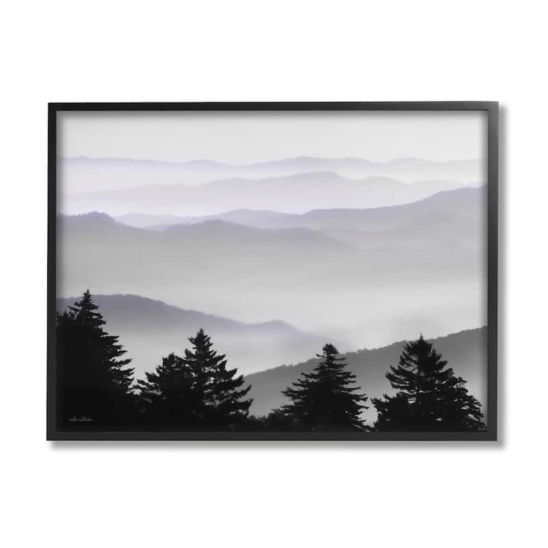 Stupell Pine Trees Silhouettes Foggy Mountain Range Peaks Framed Wall Art, Design by Lori Deiter - 14 x 11 - Black
