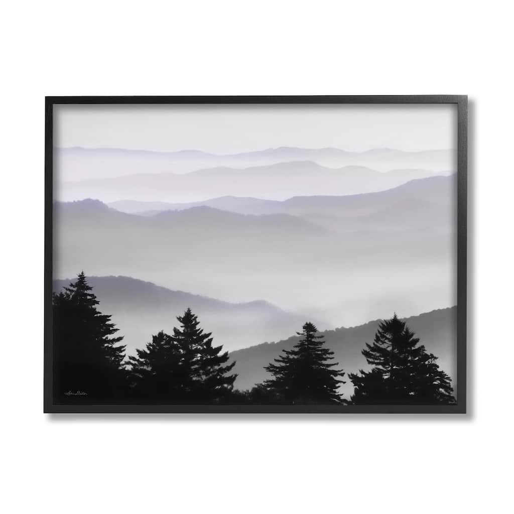 Stupell Pine Trees Silhouettes Foggy Mountain Range Peaks Framed Wall Art, Design by Lori Deiter
