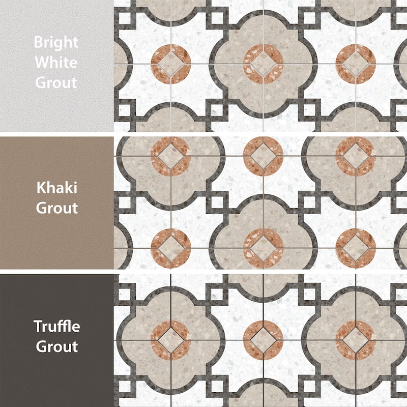 Merola Tile Riviera Octagon Grimaud Multicolor with Taco Beige 7-7/8" x 7-7/8" Porcelain Floor and Wall Tile