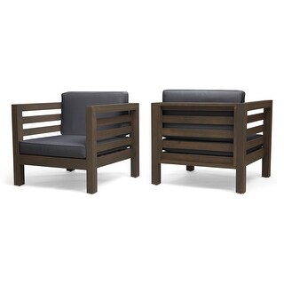 Oana Outdoor Acacia Wood Club Chairs (Set of 2)