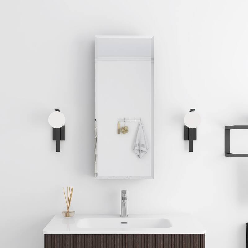 Rectangular Aluminum Medicine Cabinet with Mirror - 15" x 36" - Matte Black