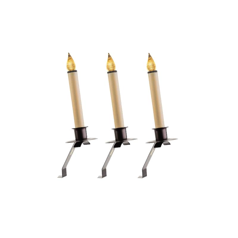 LED Cambridge Slant Bracket Window Candle with Sensor - 12" - Antique Bronze - Set of 3